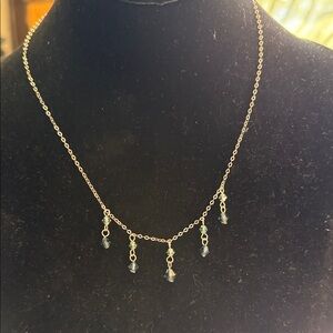 Faceted crystal drop fringe necklace .925 made in Italy blue stones